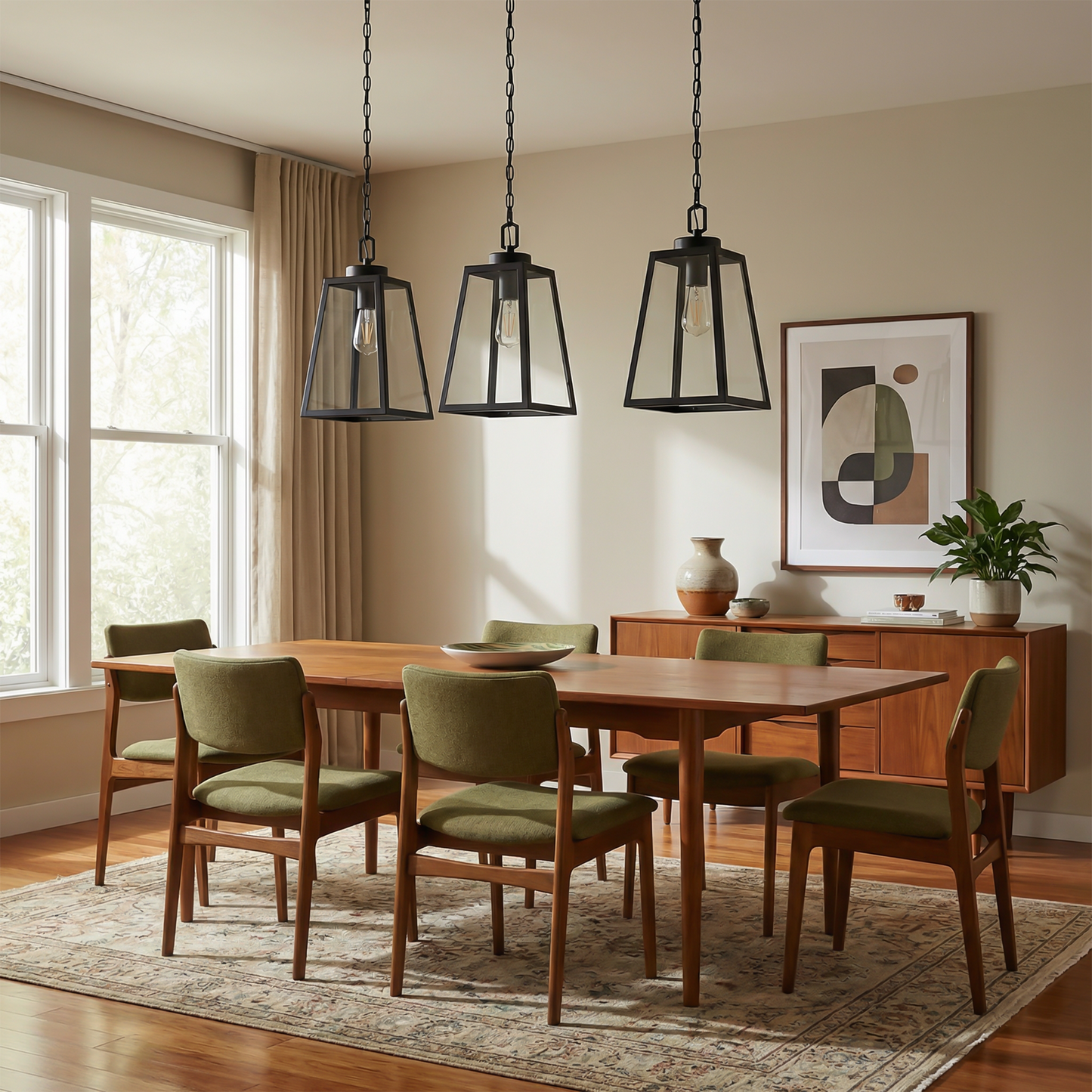 Hanglamp in smeedijzer en zwart glas voor eetkamer – Noircelest