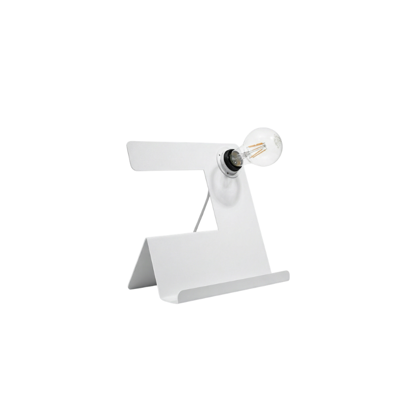 Designbureaulamp Wit Staal – Modèle Arkanis