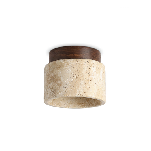 Compact Travertine Ceiling Light with Refined Finish – Capsule
