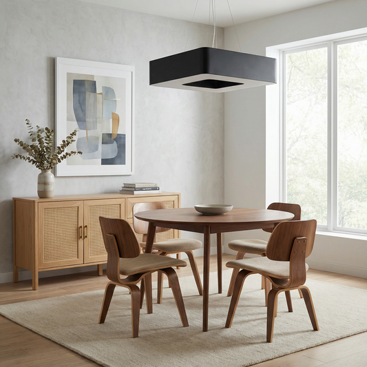 Vierkante Zwarte Minimalistische Kroonluchter voor Woonkamer – Eraphis