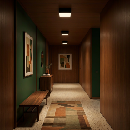 Plafonnier carré noir minimaliste salon – Modèle Narythia