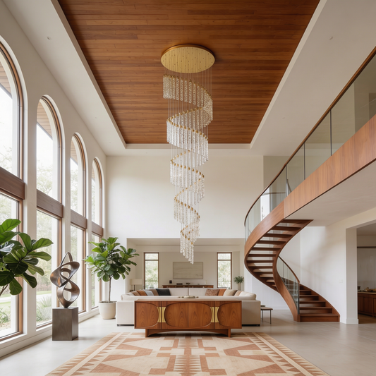 Roterend Kristallen Plafondlicht Verguld voor Grote Ruimte – Célestarion