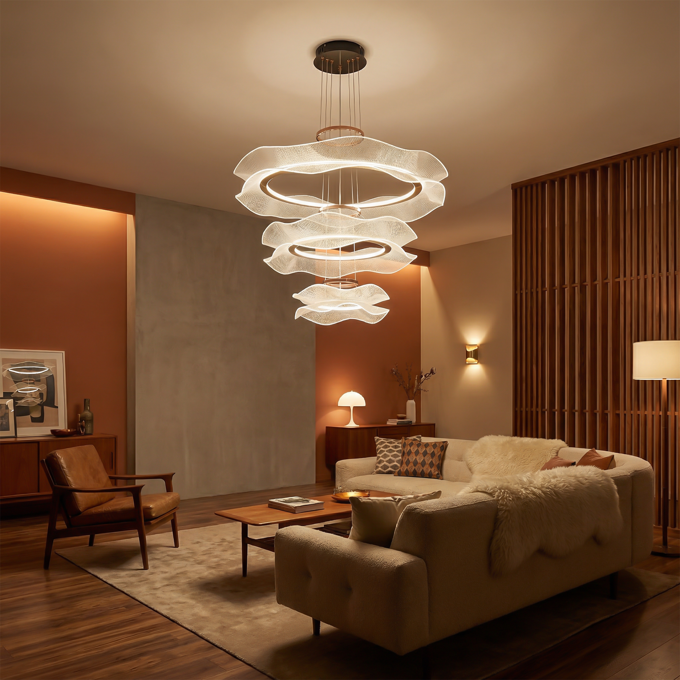 Suspension LED moderne en acrylique pour salon – Célino