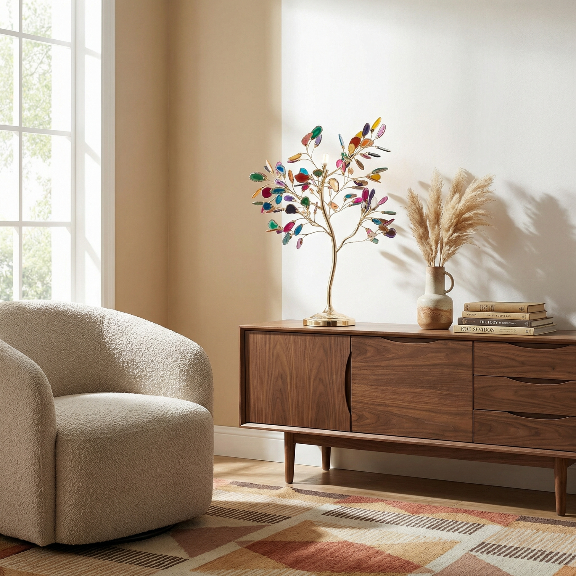 Nachtlamp Boom Sculpturaal Stijl Gekleurde Bladeren – Auror