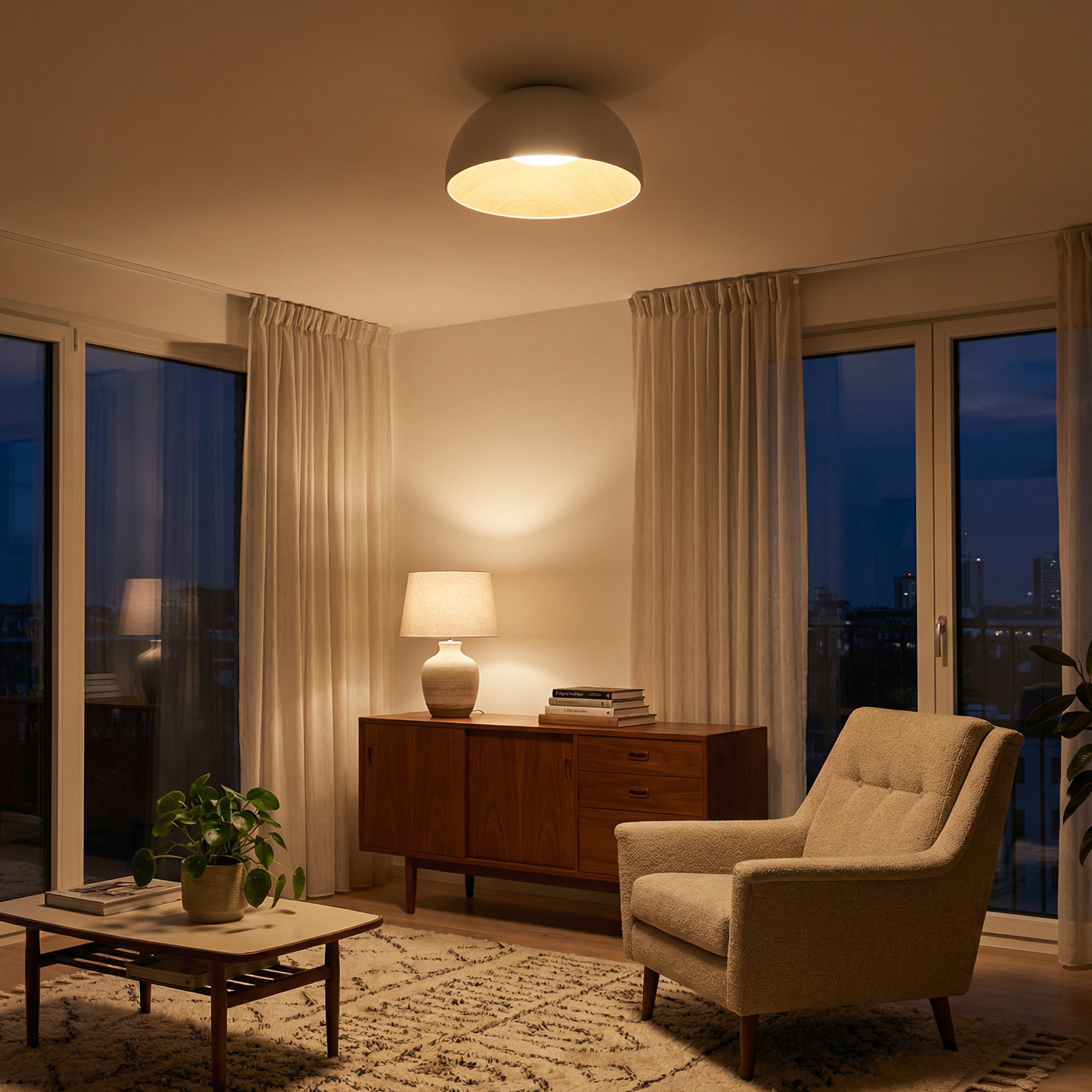 LED Plafondlamp Interieur Hout-Metaal 3-Stand Schakelaar – Neomara