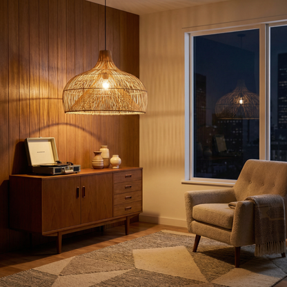 Japanse rotan hanglamp voor keuken en slaapkamer – Zénithri