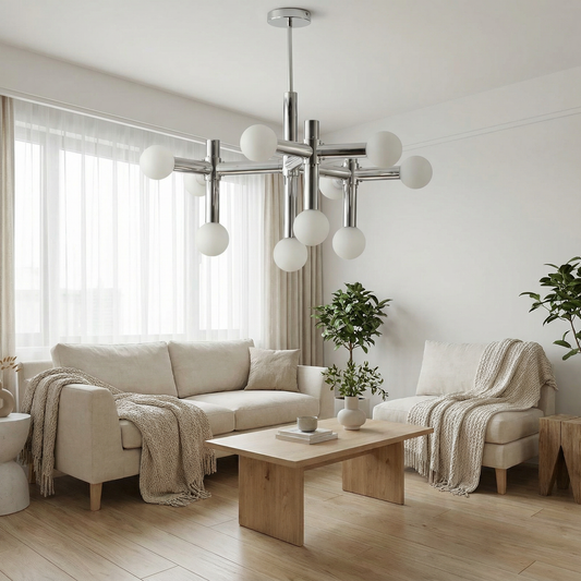 Glazen Kroonluchter Noordse Stijl voor Woonkamer – Seraphin