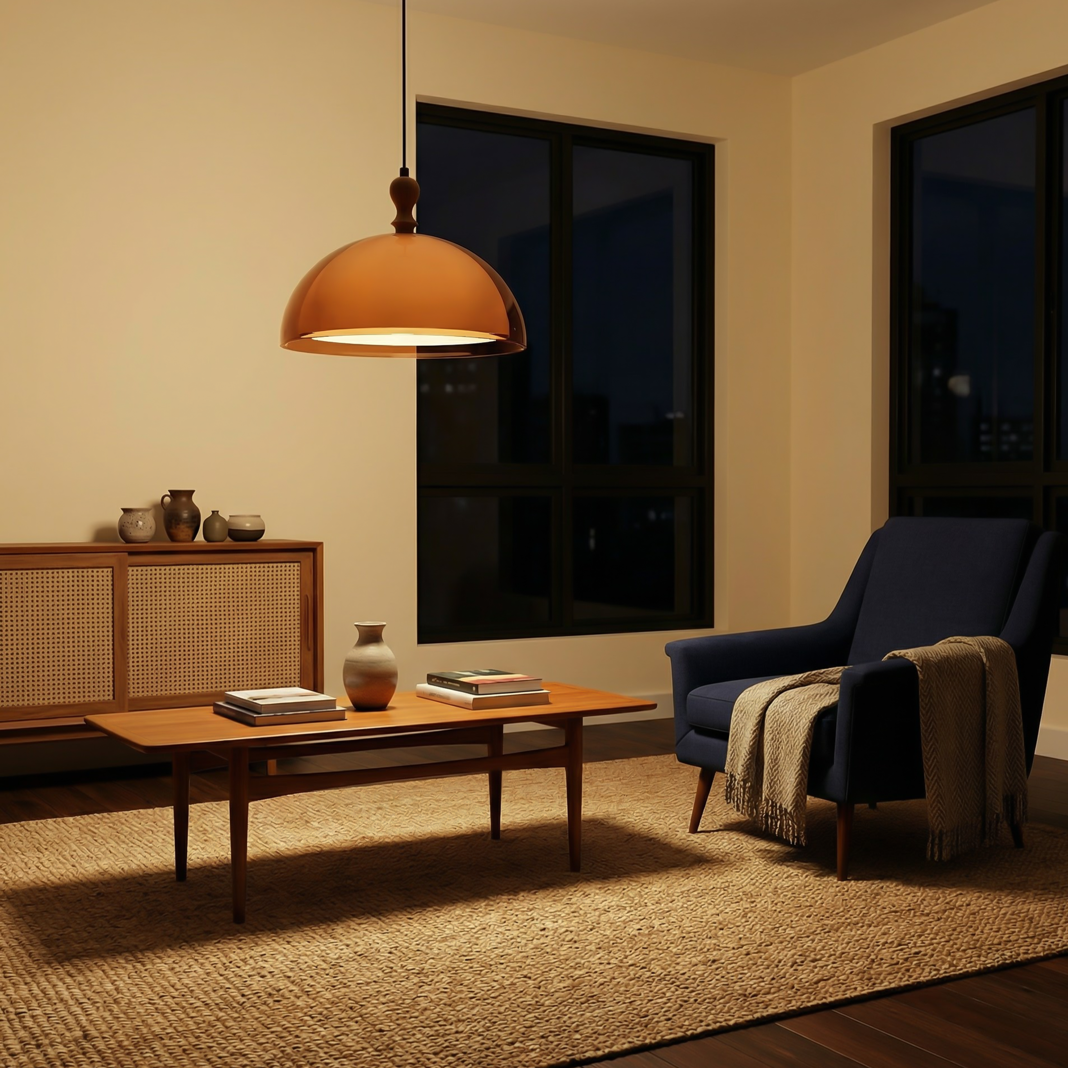 Bruine Acryl Hanglamp voor Eetkamer – Brunea