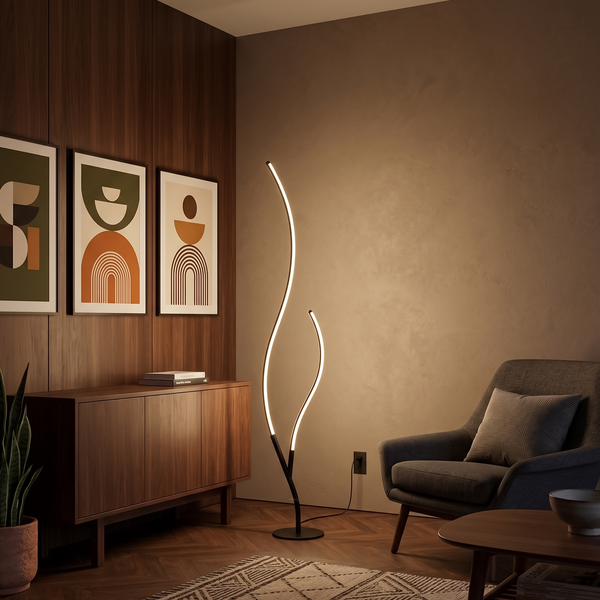 Lampadaire Moderne Deux Branches Ambiance Chaleureuse Durable – Duo