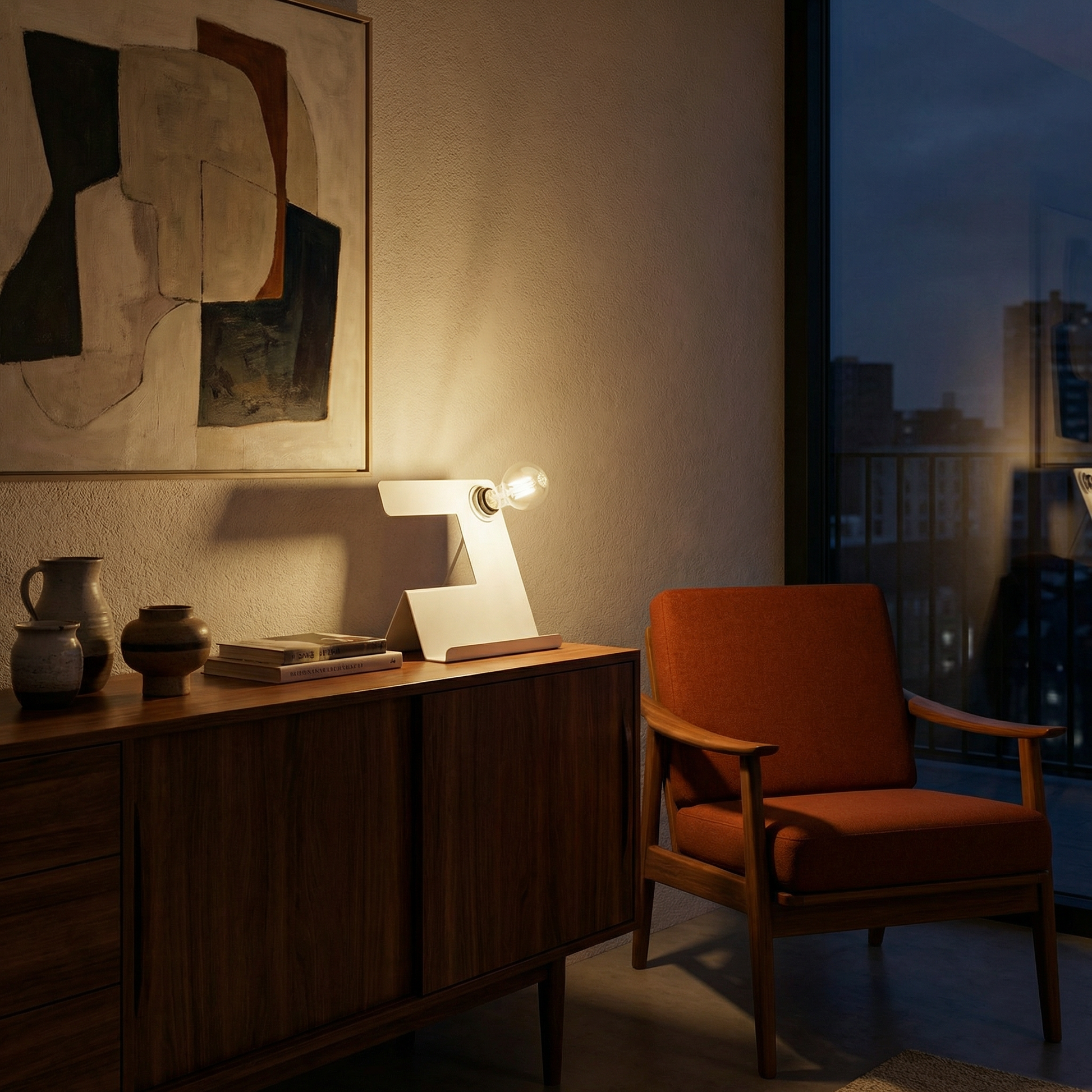 Designbureaulamp Wit Staal – Modèle Arkanis