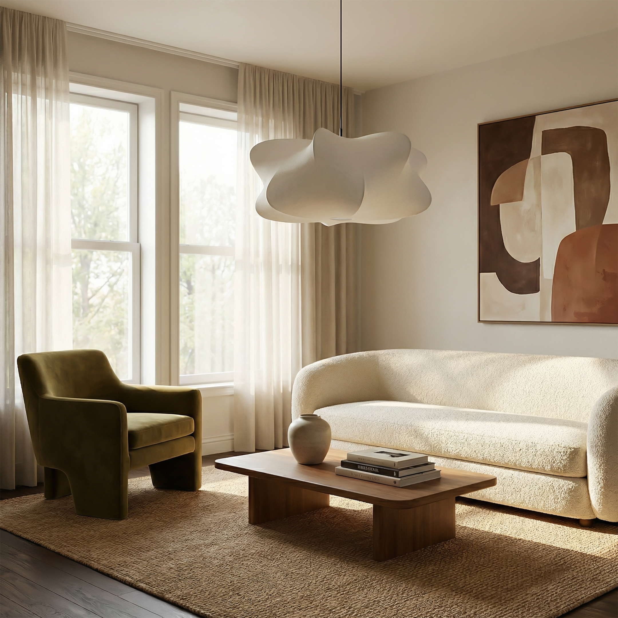 Suspension in zijde Japanse stijl voor woonkamer – Zénithra