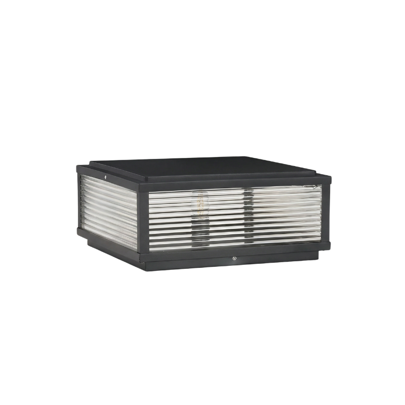Buitenstaanlamp Gegroeid Zwart Glas – Veraluce