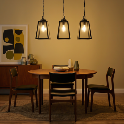 Hanglamp in smeedijzer en zwart glas voor eetkamer – Noircelest