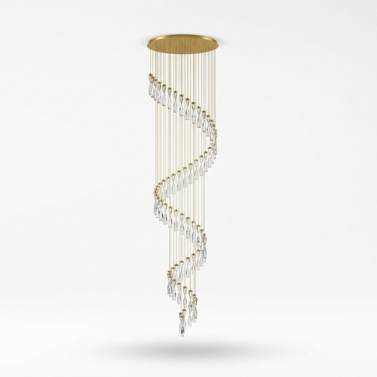 Ophanging metalen structuur verguld en geslepen kristallen – Vanta