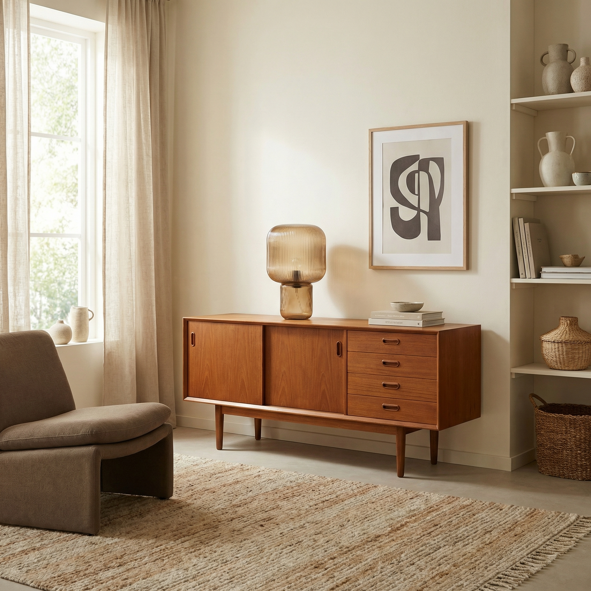 Tafelamp in minimalistische glazen voor slaapkamer – Armoniqui