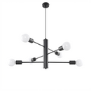Lustre industriel noir 6 lampes salon – Modèle Neravio