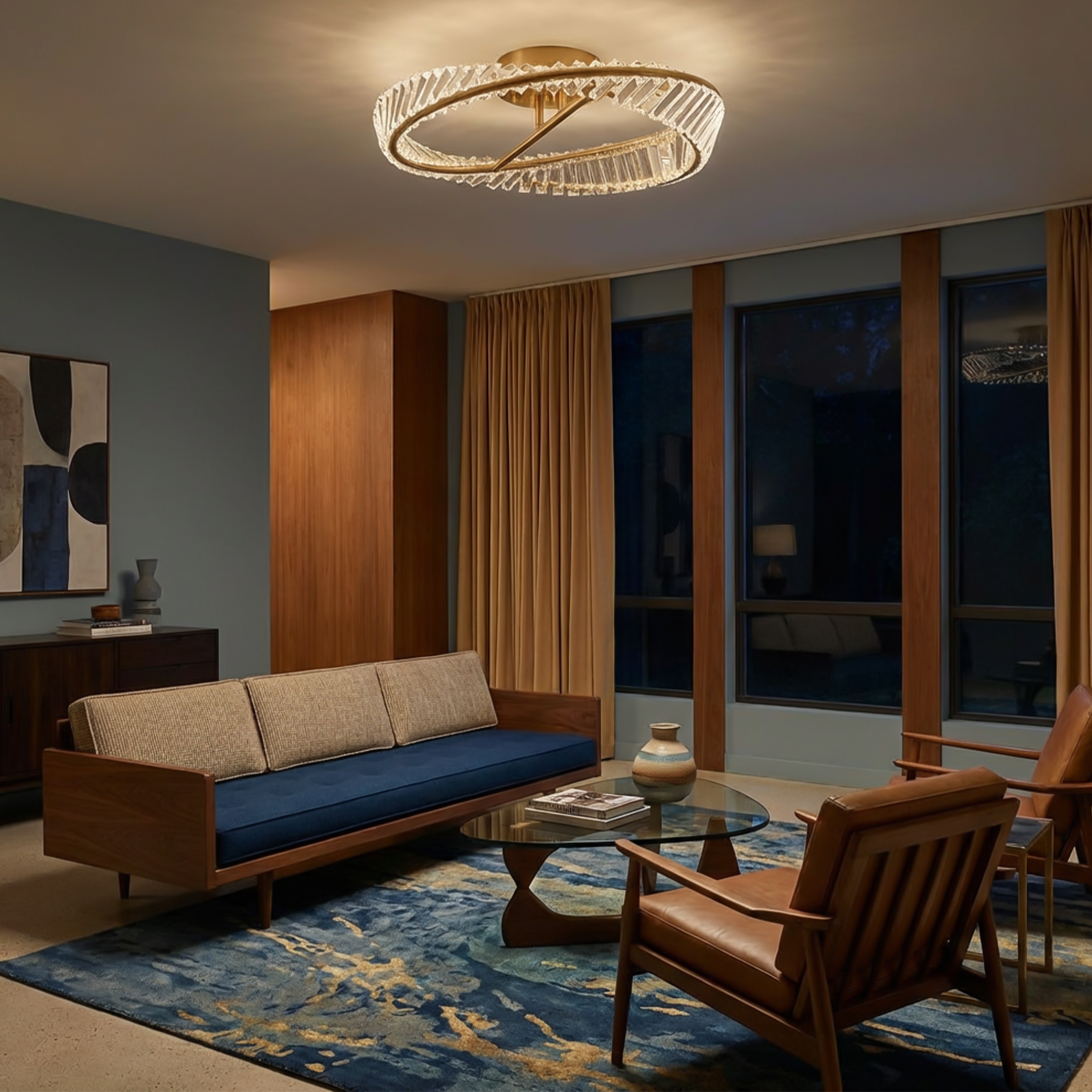 Design Ceiling Light with Crystals and Elegant Finish – Lussuoso
