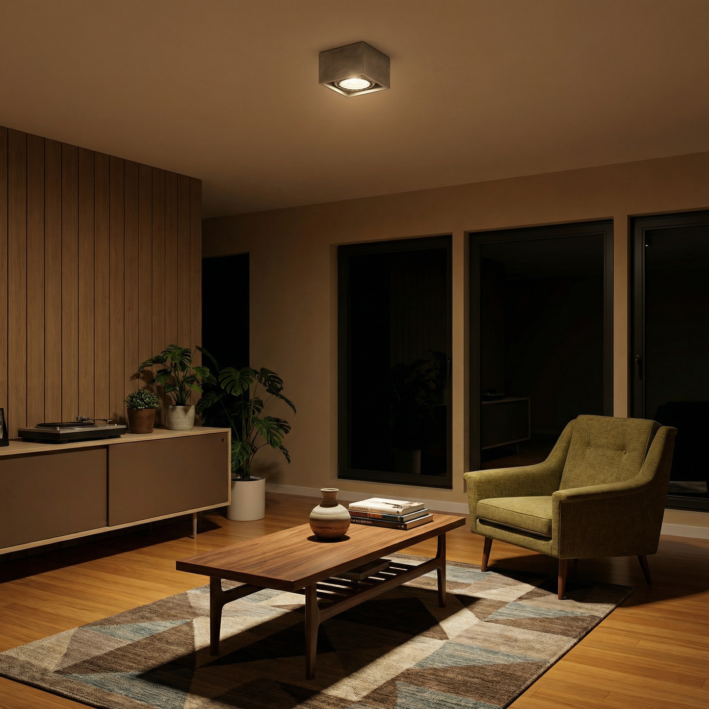 Minimalistisch grijs betonnen plafondlicht – Modèle Arkanor