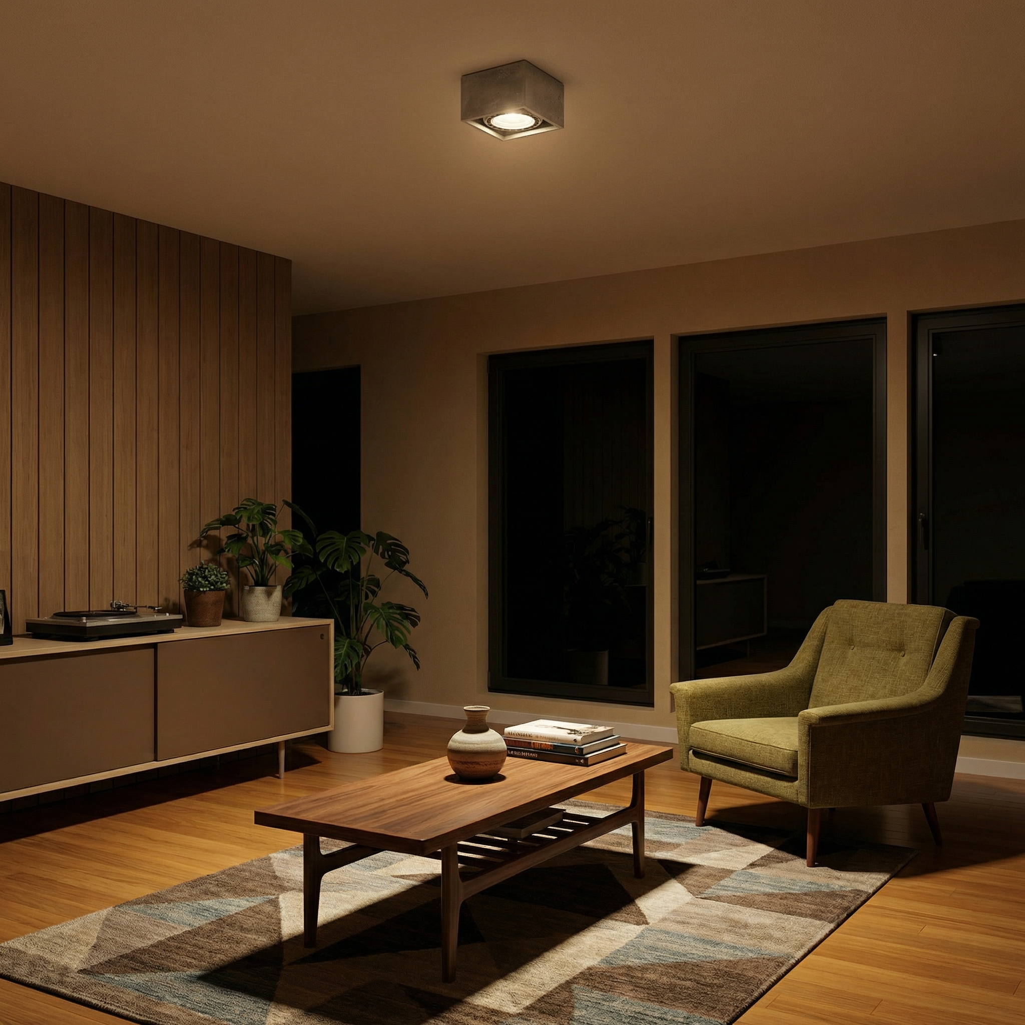 Minimalistisch grijs betonnen plafondlicht – Modèle Arkanor