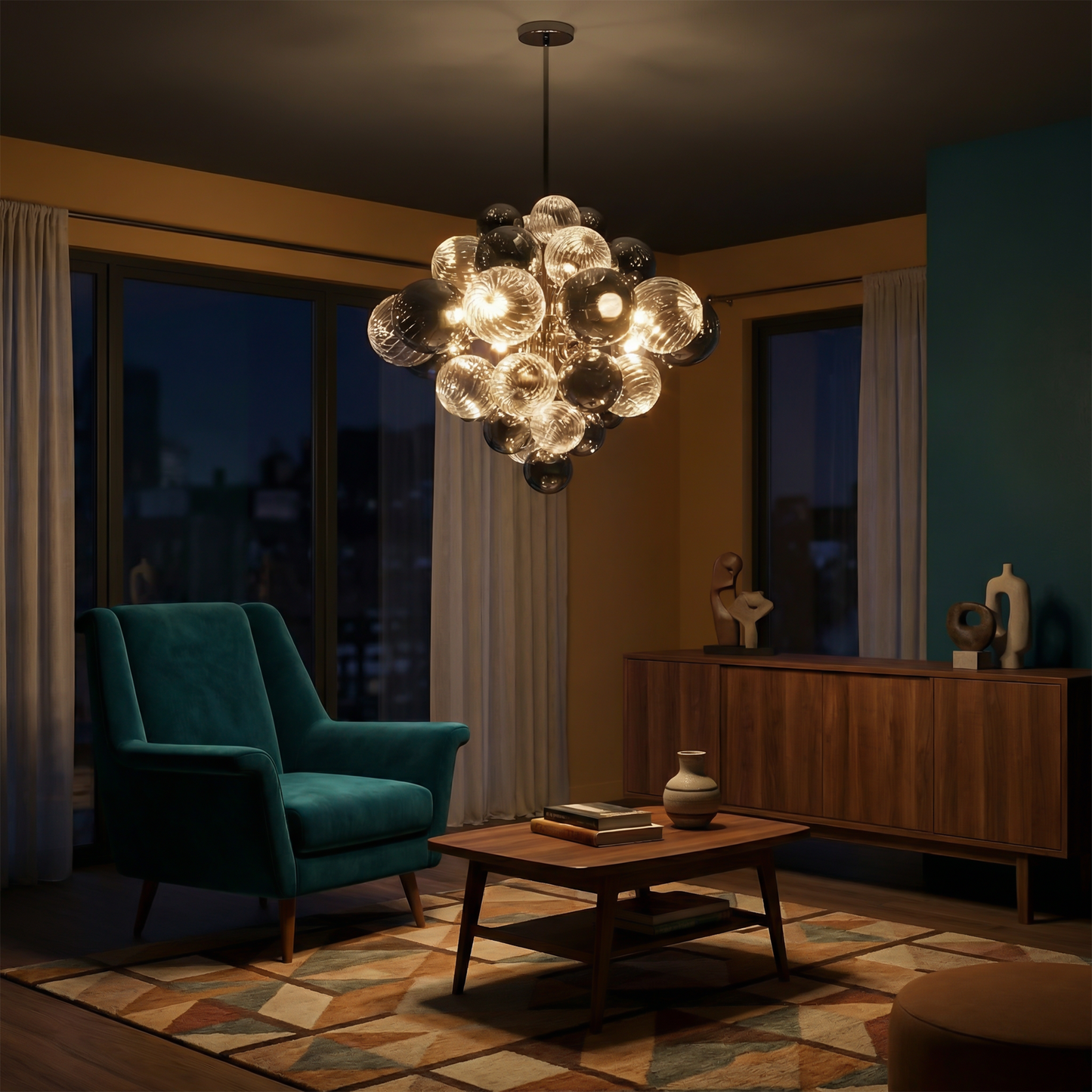 Hanglamp Kristallijne Geblazen Glas & Prestigieuze Ambiance – Vela