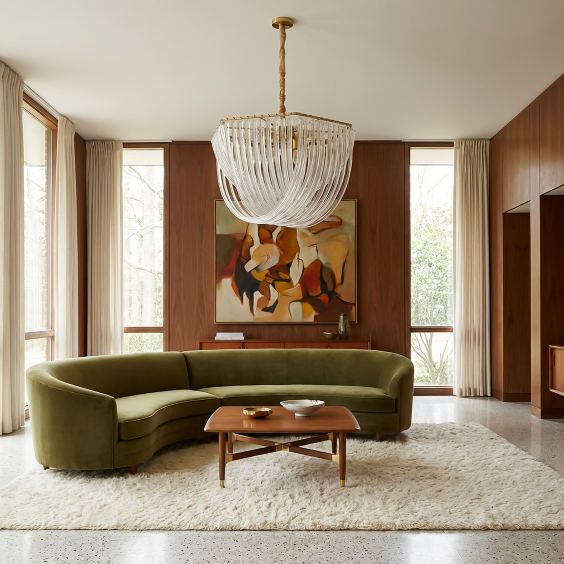 Lustre moderne en verre en forme de U pour salon – Auralise