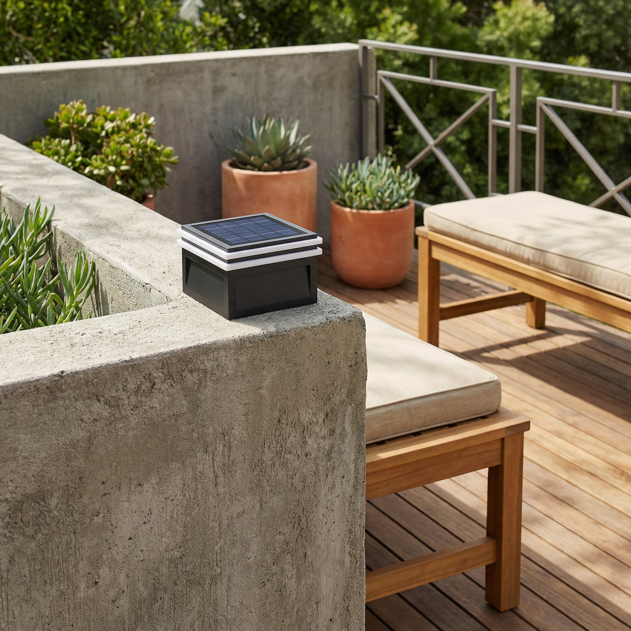 Vierkante buitenzonnelamp in roestvrij staal – Hélion