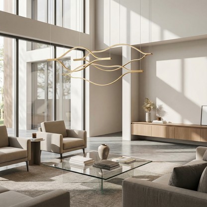 Postmoderne kroonluchter in verguld aluminium – Auralys