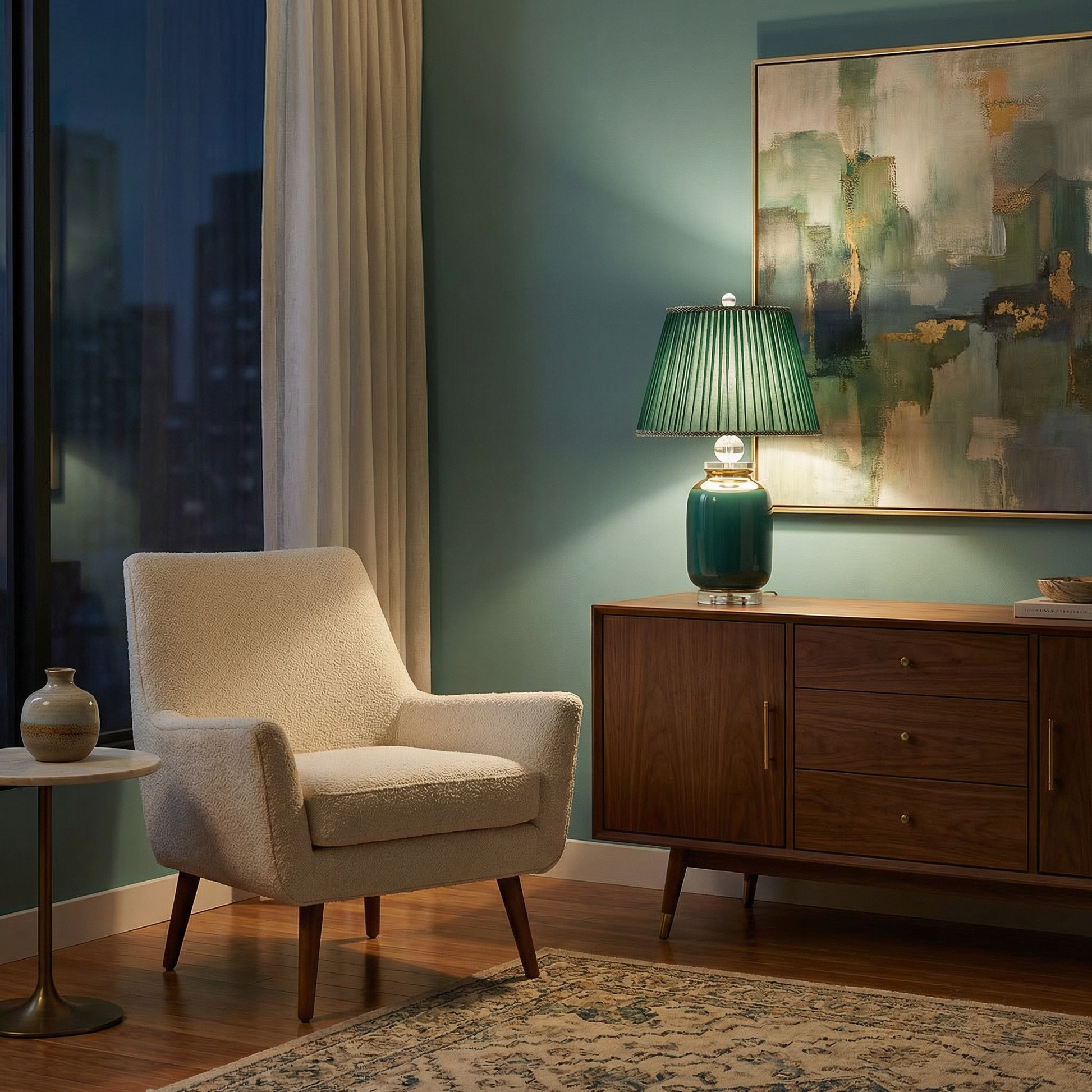 Elegante metalen tafelamp in smaragdgroen – Emeraudia