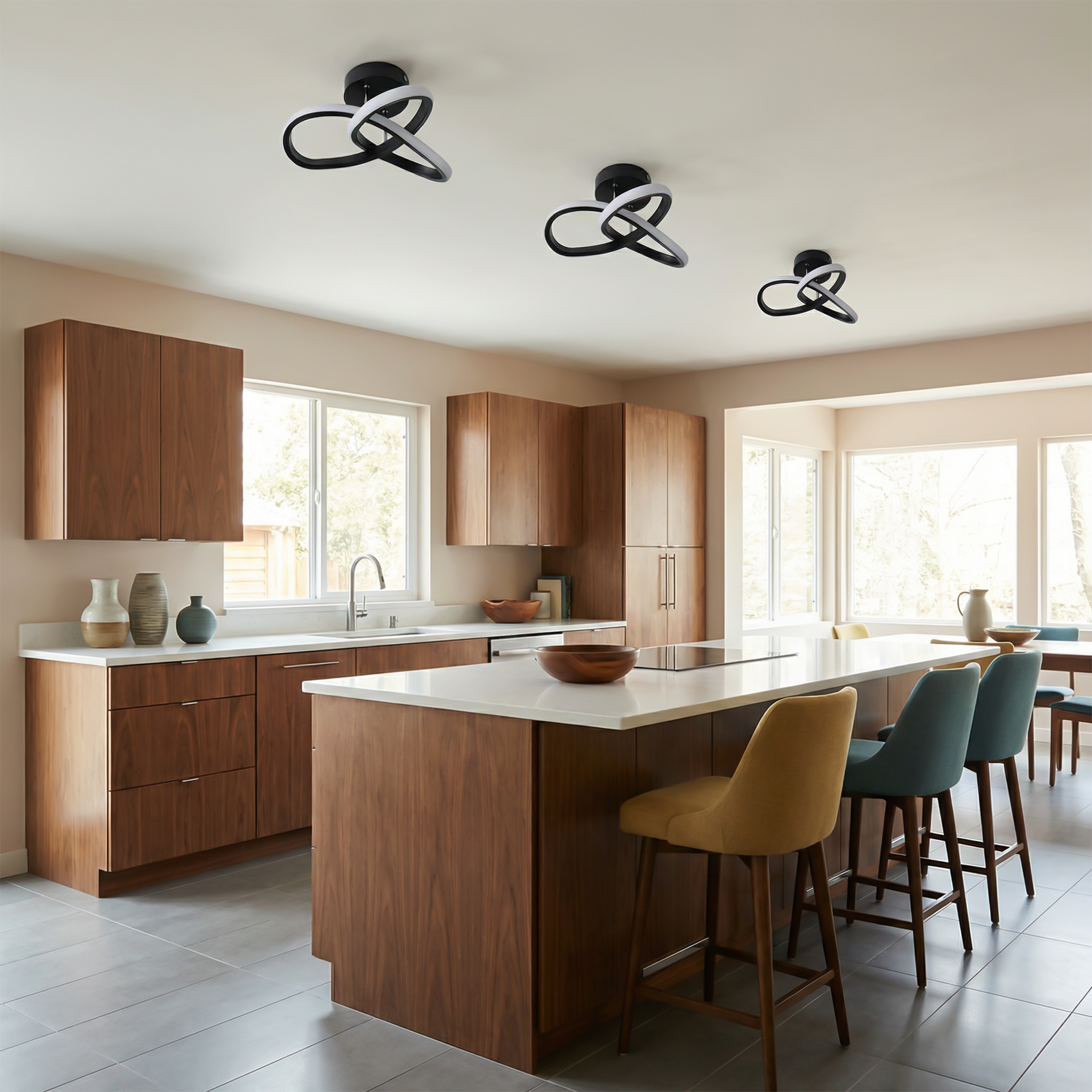 Gebogen eigentijdse plafondlamp dubbel paneel – Geometrio