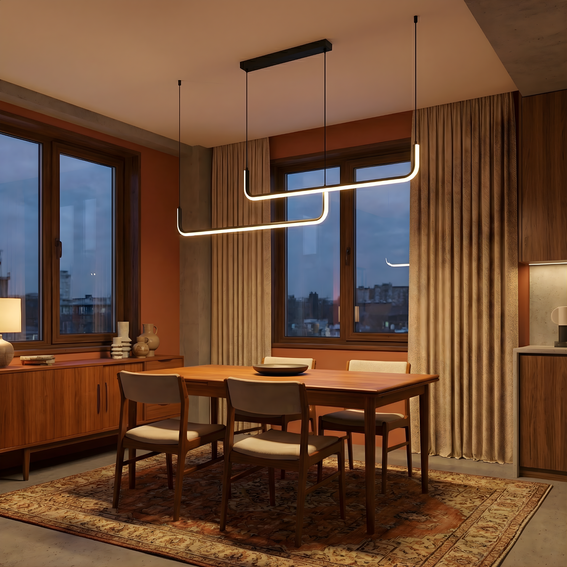 Moderne LED Hanglamp Zwart en Goud voor Woonkamer – Thalion