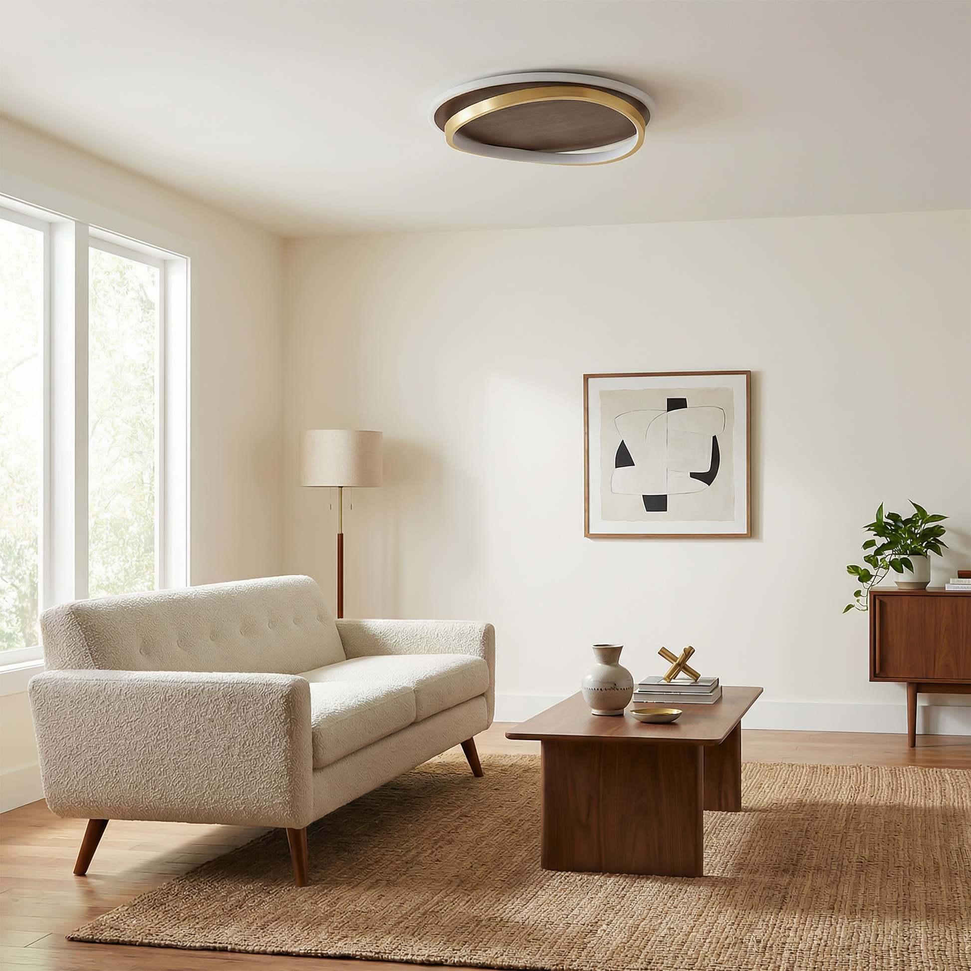 Plafondlamp LED in notenhout voor slaapkamer – Ciralu