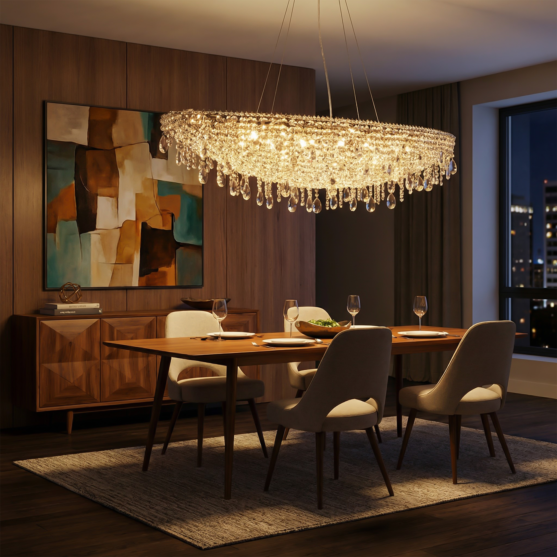 Hedendaagse hanglamp in Kristal voor Woonkamer – Crystarènei