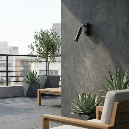 Moderne verstelbare zwarte buiswandlamp – Norythra