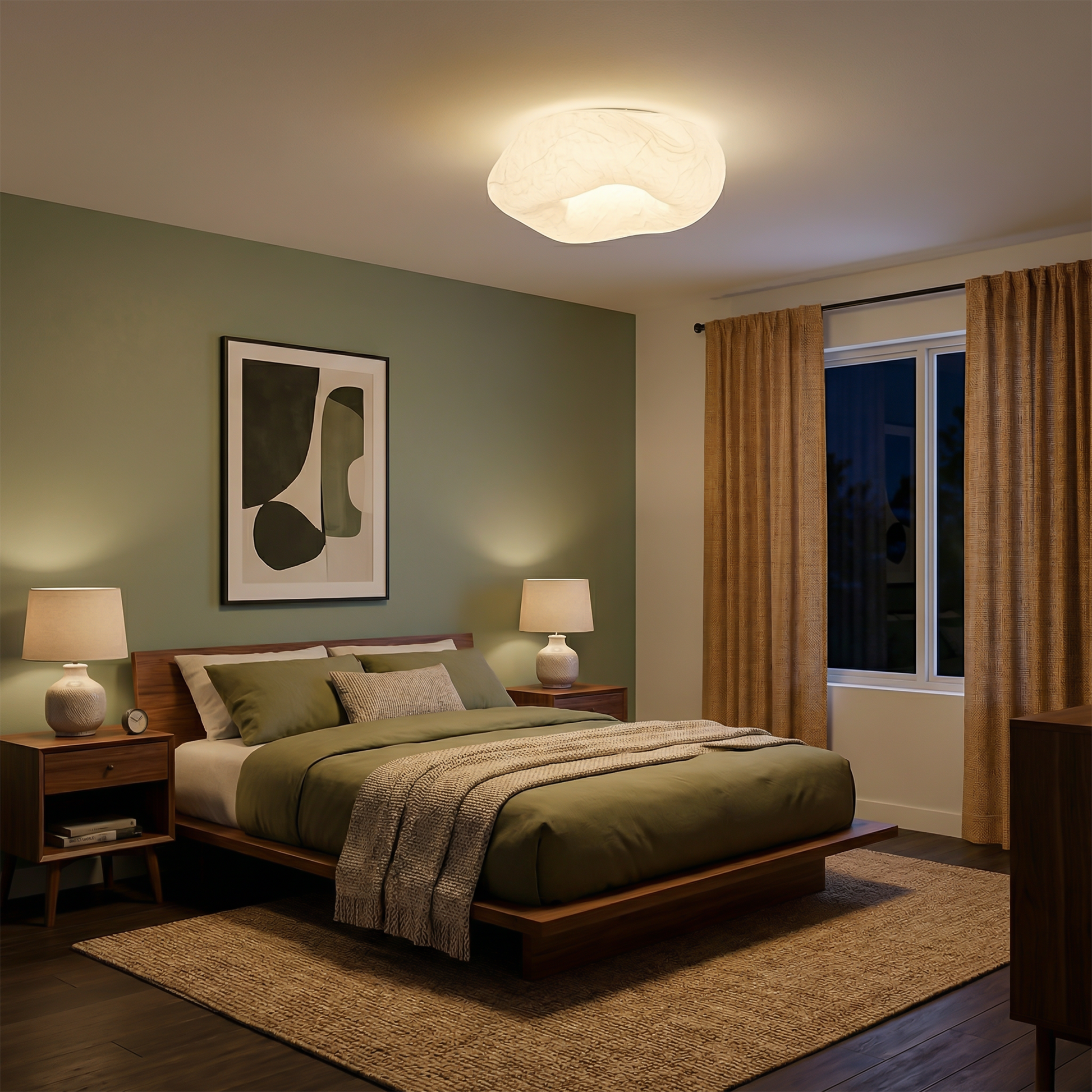 Handgemaakte zijden plafondlamp – Zénitha