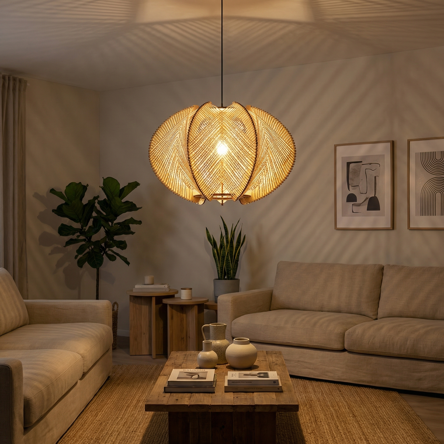 Hanglamp Hout Bamboe Nordische Stijl – Calyne