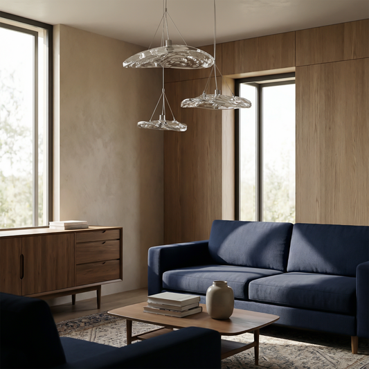 Luxe binnen-hanglamp in glanzend glasgesteente – Aurora