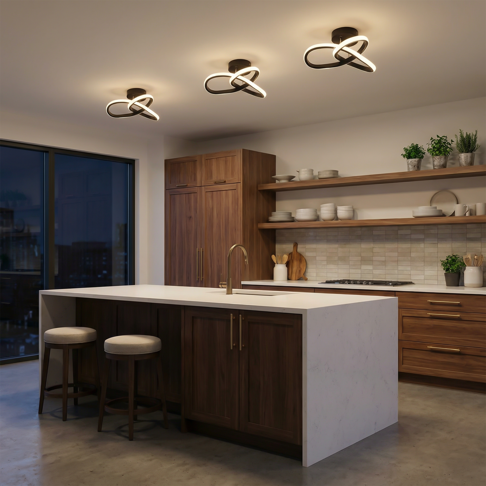 Gebogen eigentijdse plafondlamp dubbel paneel – Geometrio