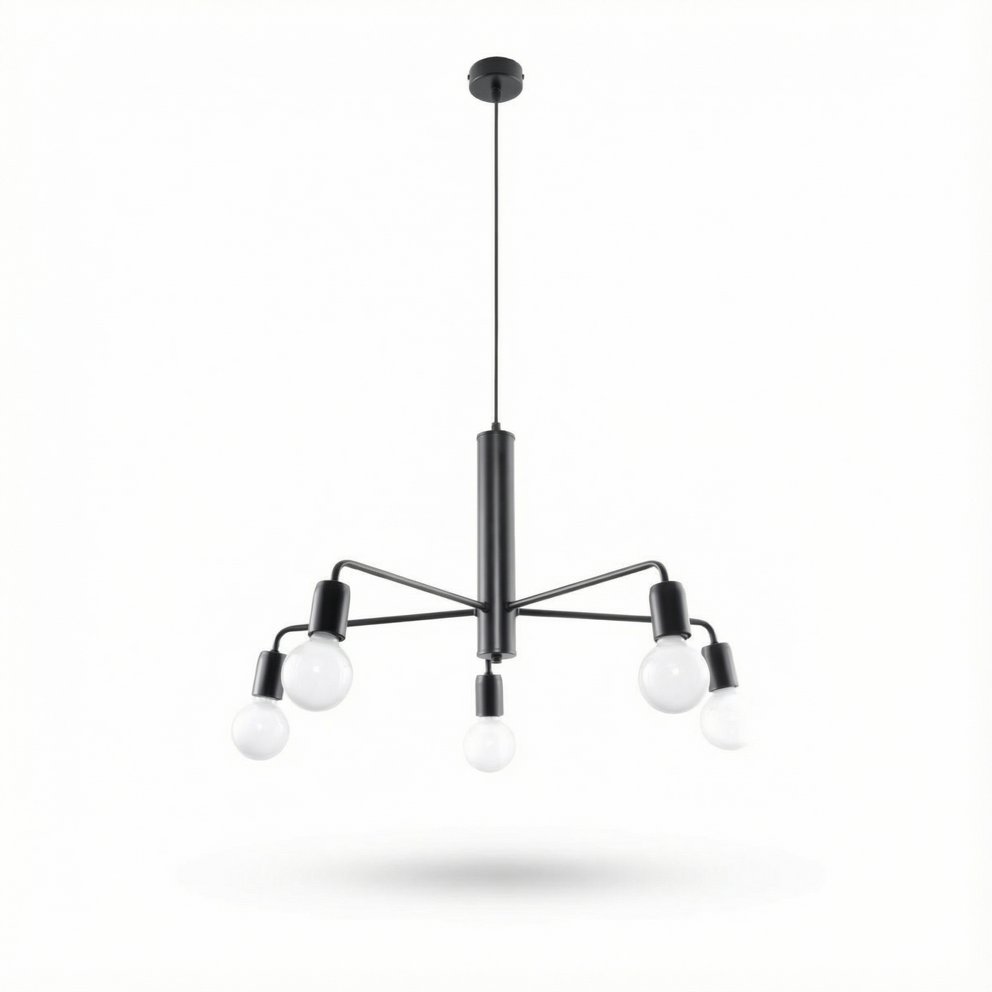 Lustre industriel noir 5 ampoules salon – Modèle Arkanis