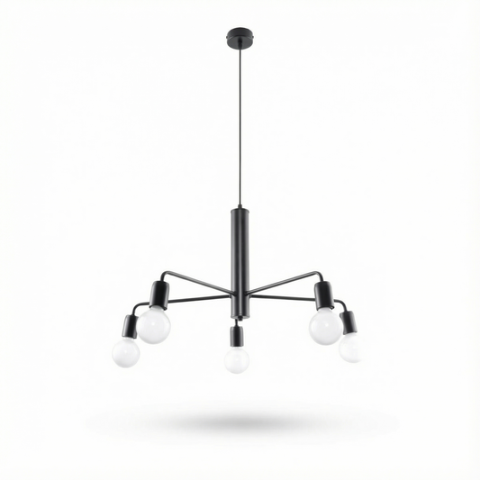 Industrieel zwart plafondlicht 5 lampen woonkamer – Modèle Arkanis