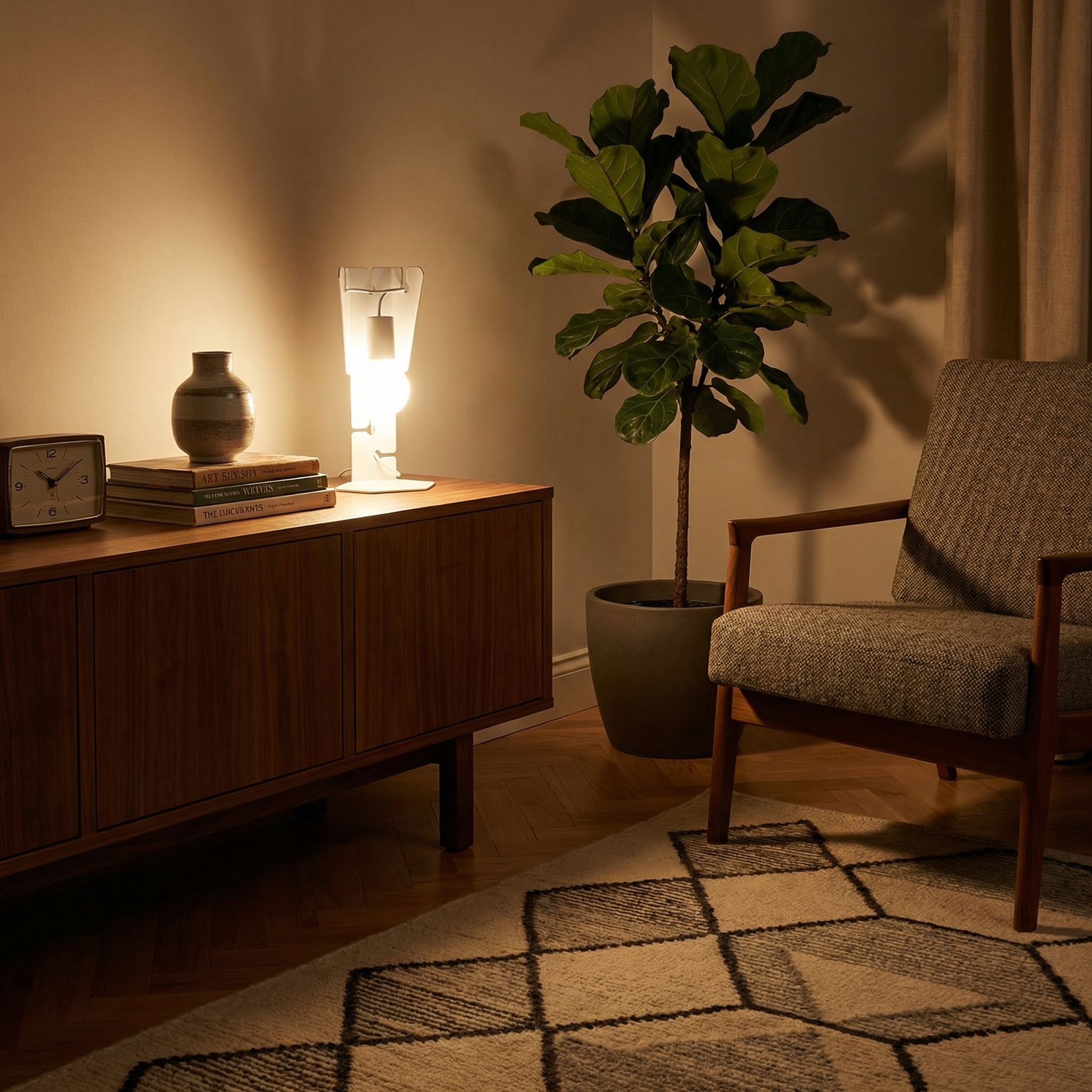 Designbureaulamp Wit Staal – Modèle Arkanis