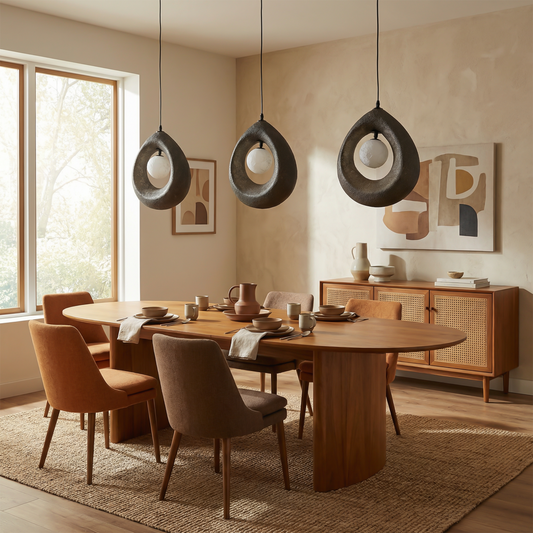 Hanglamp Rustgevend Wabi-Sabi Stijl Keielvorm – Lueur de Galet