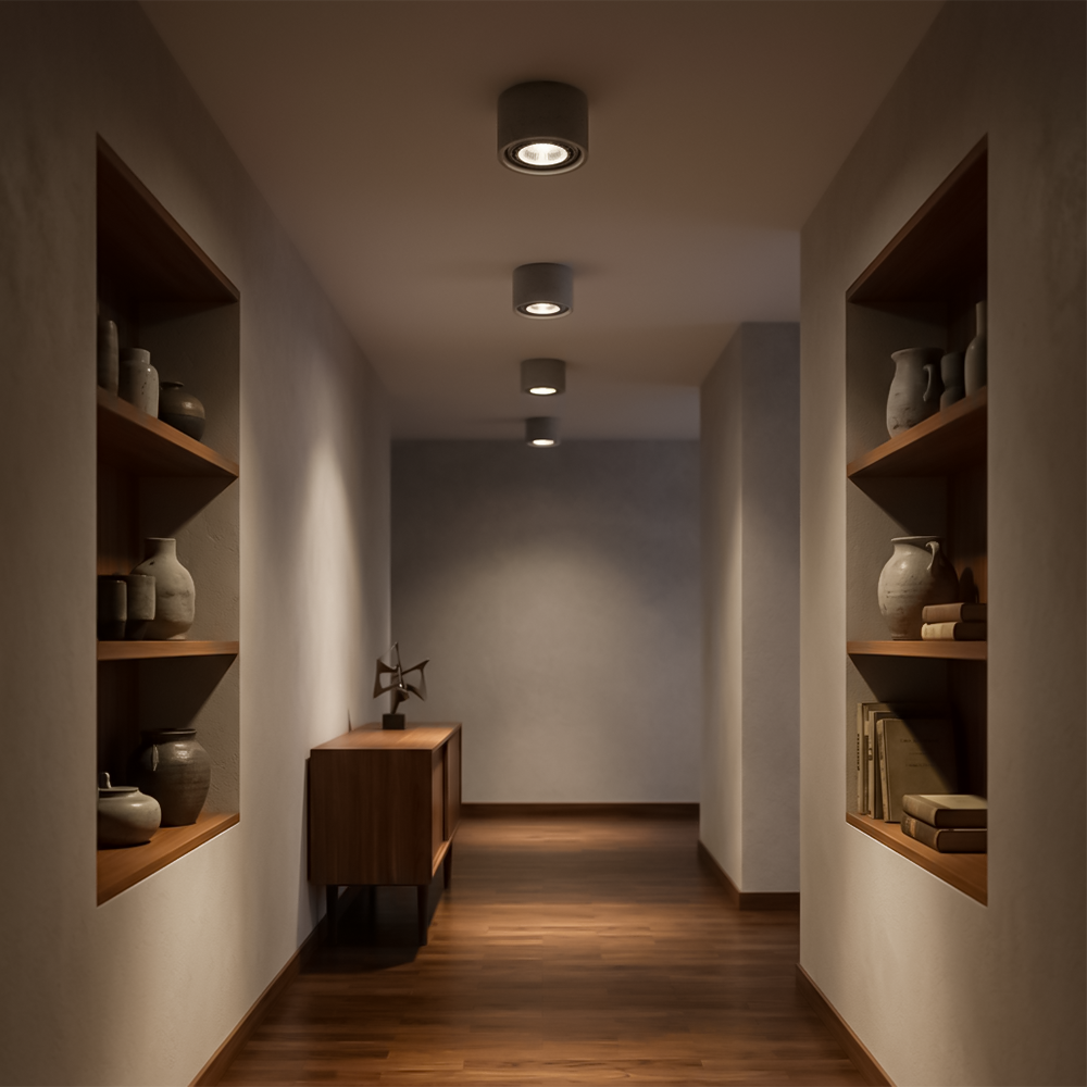 Plafonnier béton gris minimaliste salon – Modèle Orsyn