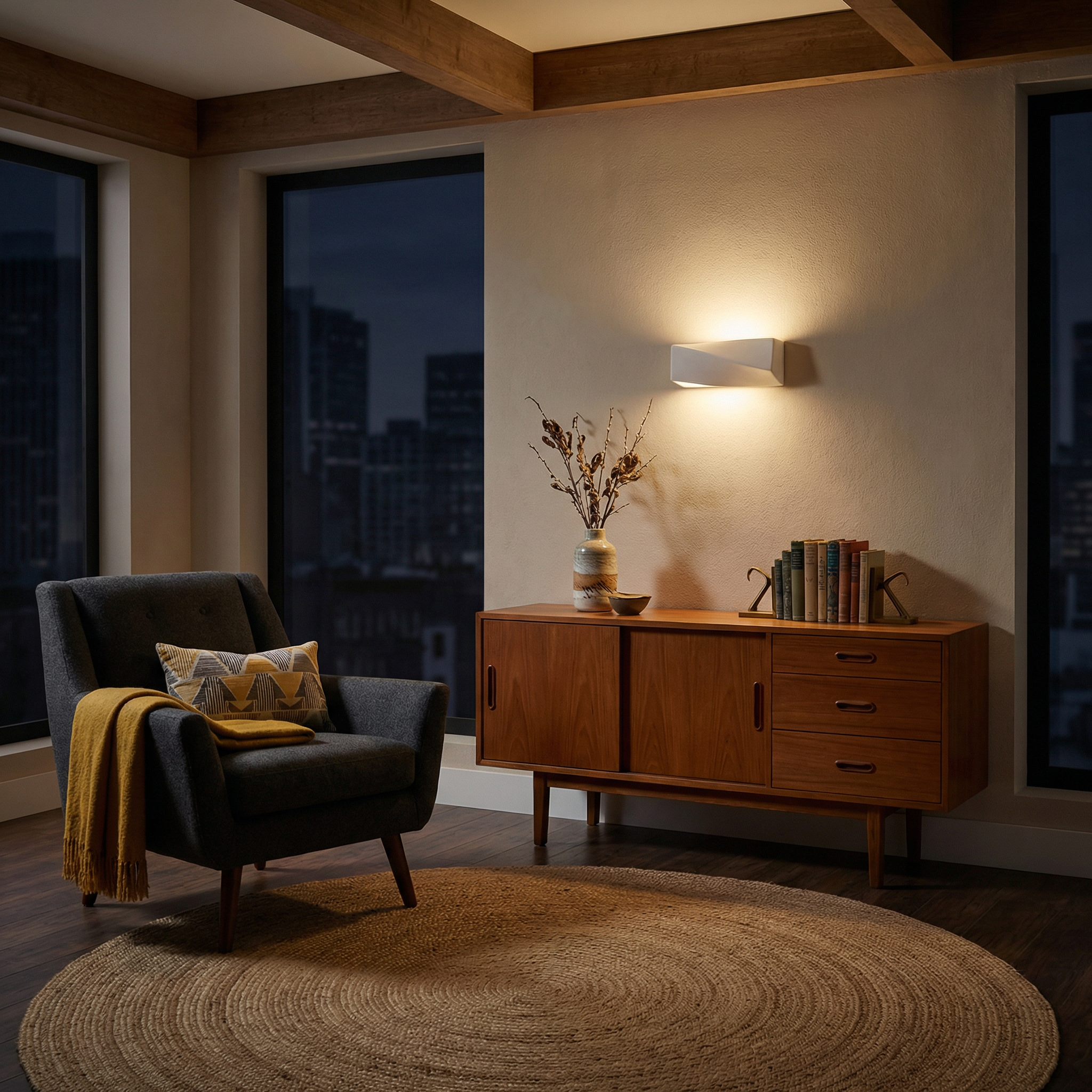 Moderne Witte Keramische Wandlamp – modèle Arcanis