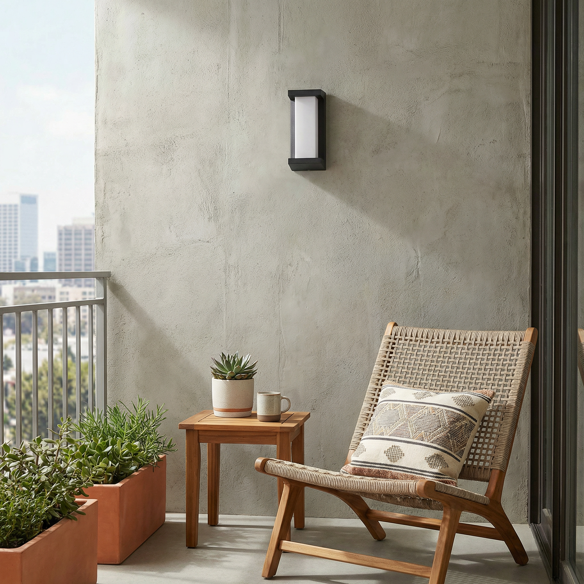 Buitenwandlamp in zwart metaal en wit glas – Novalise