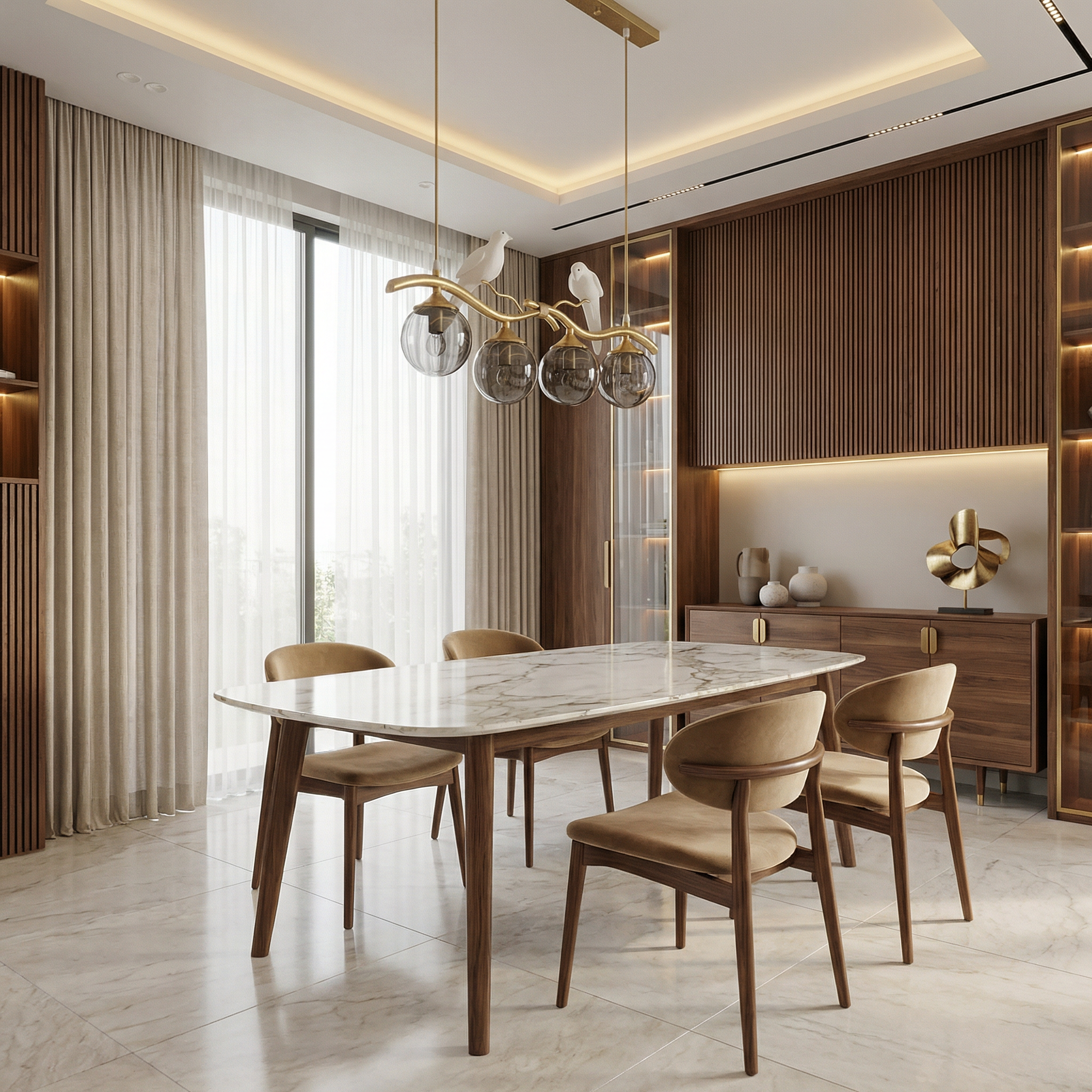 Kroonluchter Bamboe Metaal LED Modern Ontwerp – Malaria