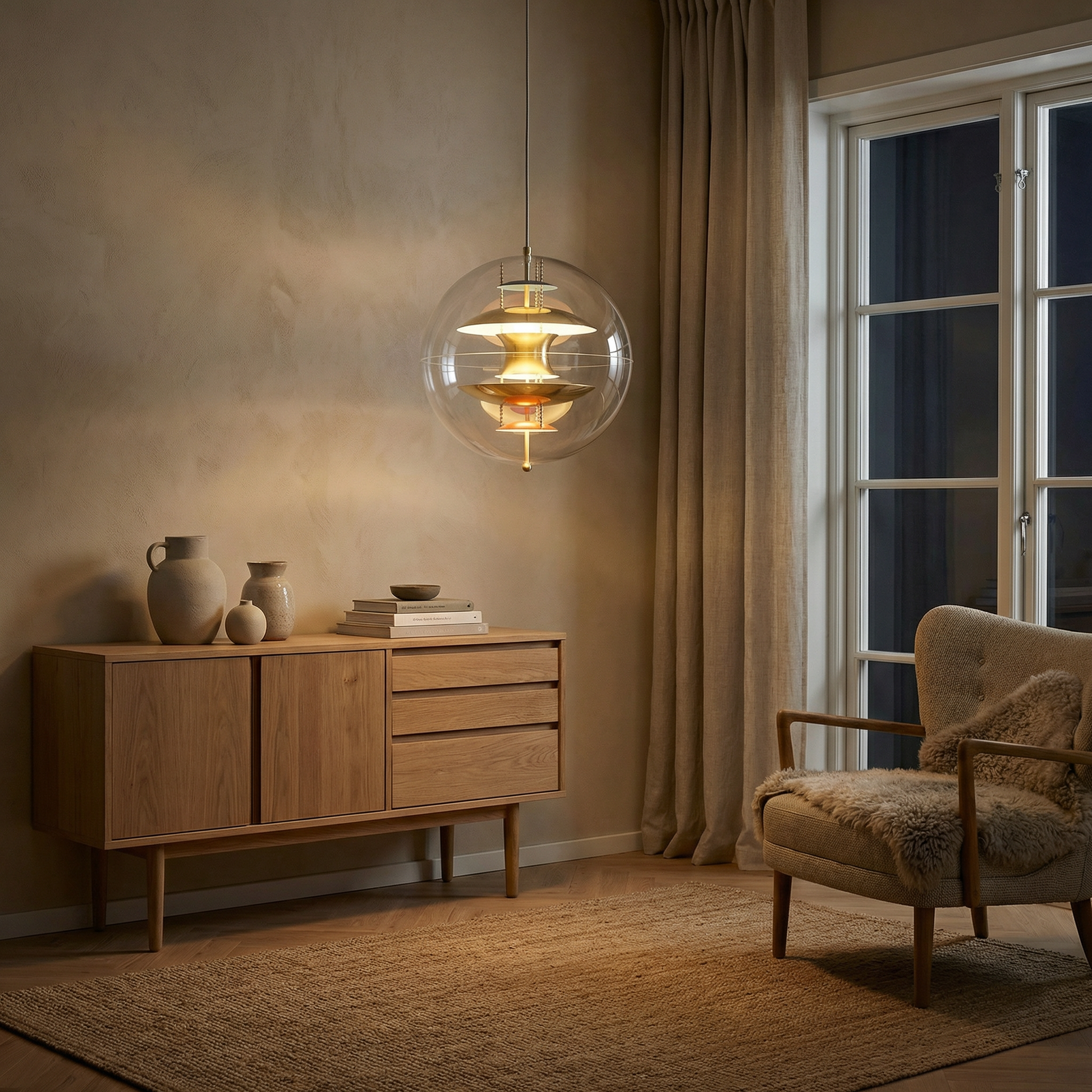 LED Bol Hanglamp Metalen Afwerking Eigentijdse Sfeer – Harmonie Orbitale