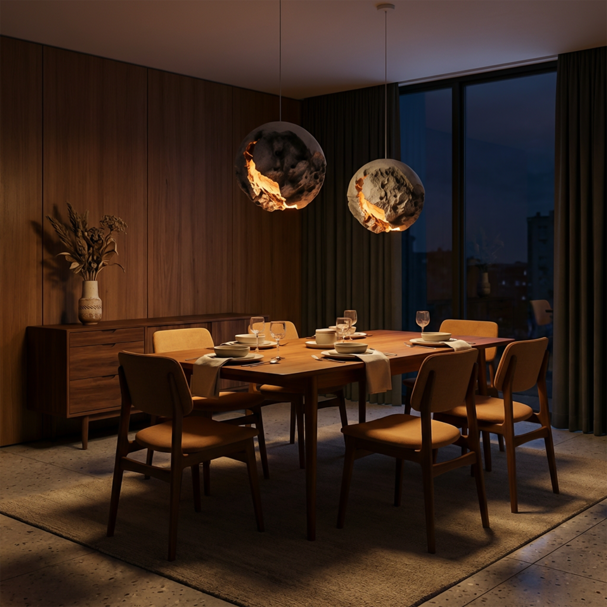 Suspension Sculpturale Verre Soufflé & Lumière Enveloppante – Nova