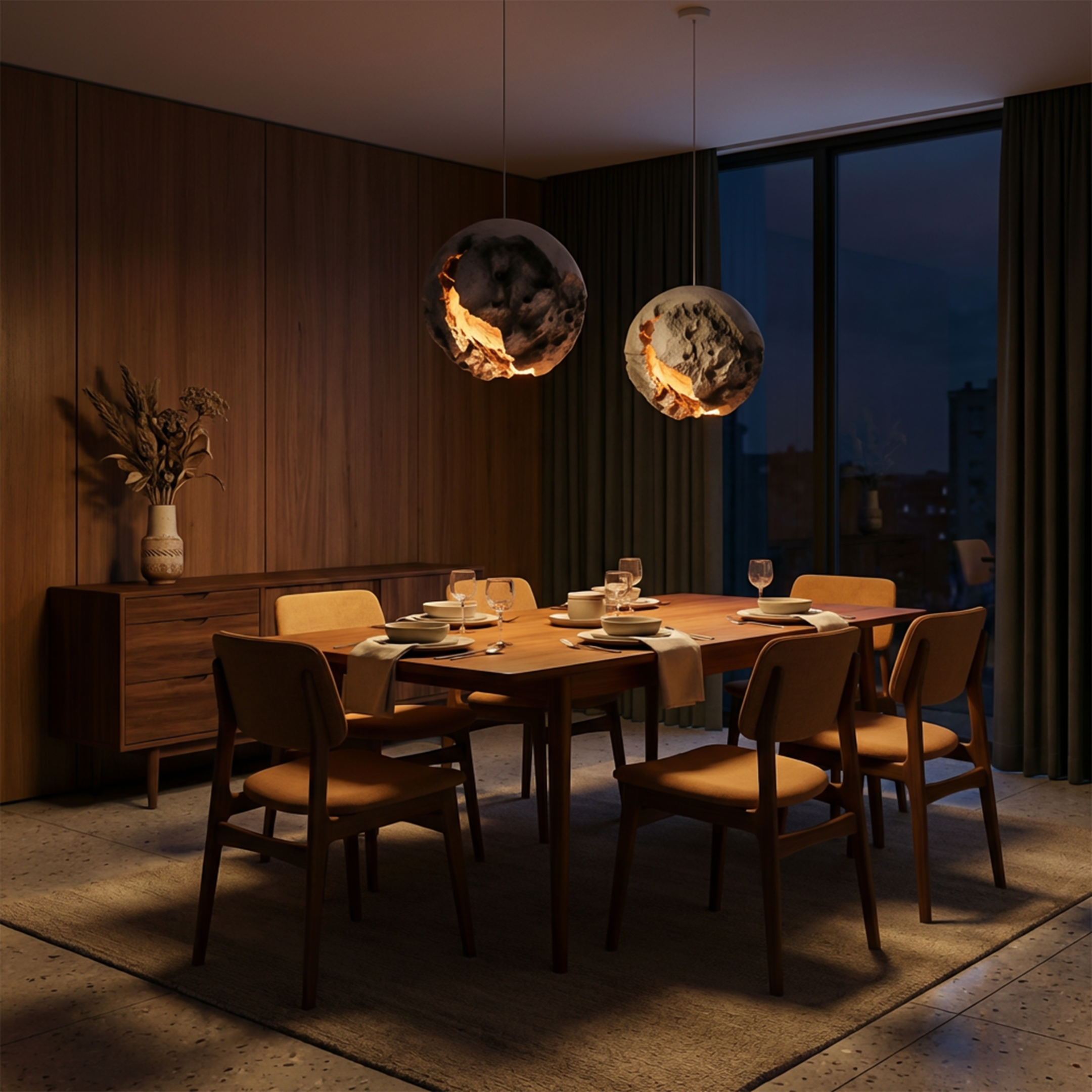 Suspension Sculpturale Verre Soufflé & Lumière Enveloppante – Nova