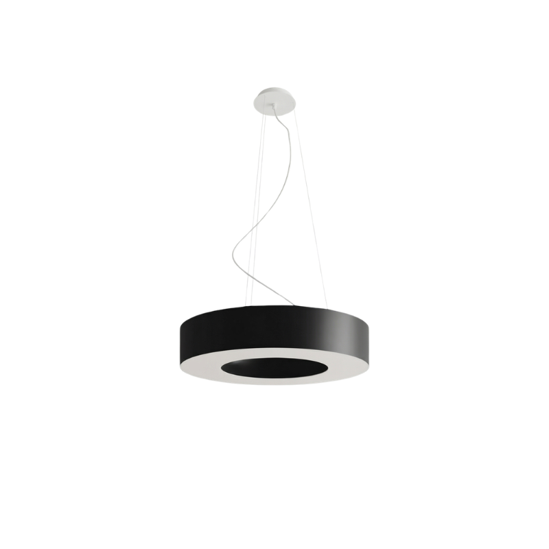 Lustre rond noir minimaliste salon – Modèle Noxeral