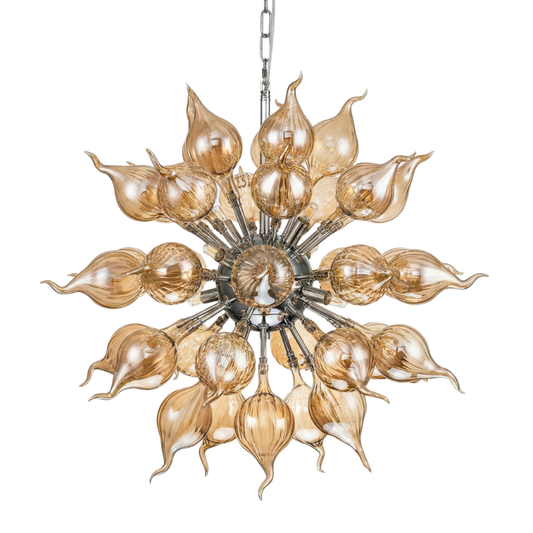 Kroonluchter Bruin Geblazen Glas Sputnik Stijl – Orbistar